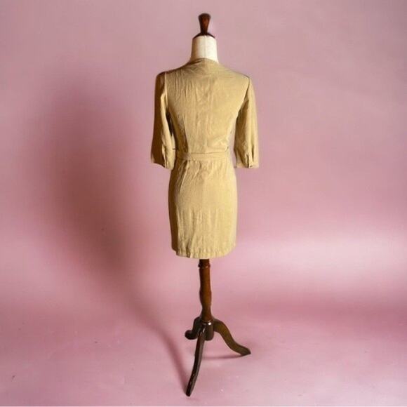 MANGO khaki trench-coat dress‎ with belt tie front buttons short dress NEW - Picture 3 of 6